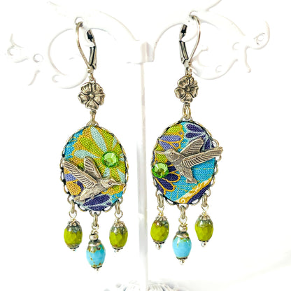 Pendientes Colibrí Florido - Nueva Colección Poema Textil