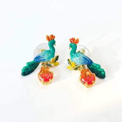 Pendientes Pavo Real y Cristal Facetado