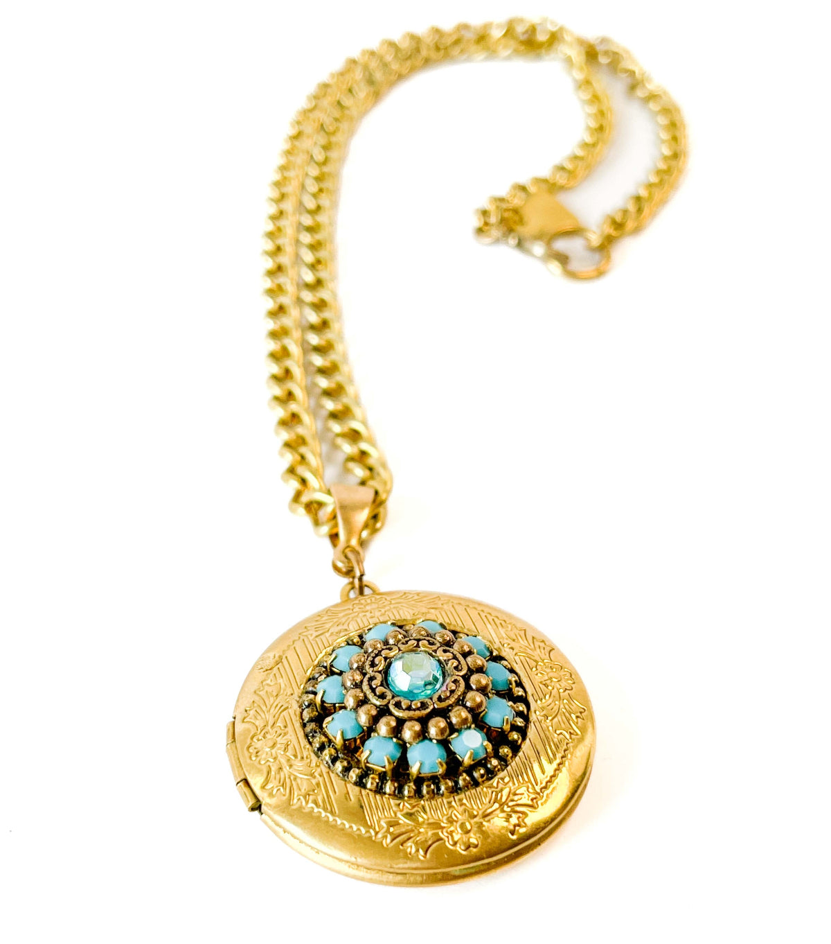 Collar Colgante Relicario Joya Turquesa