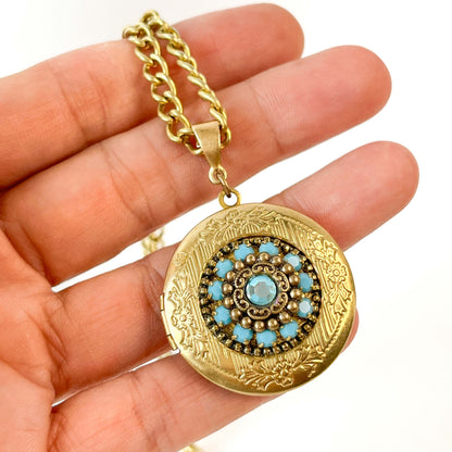 Collar Colgante Relicario Joya Turquesa