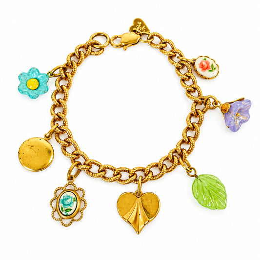Brazalete Pequeños Tesoros dorado con charms