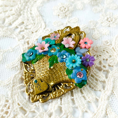 Broche floral  Bouquet de Primavera canasta de flores 
