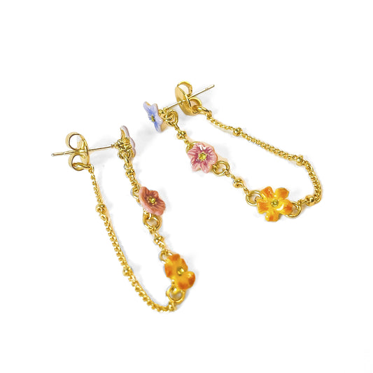 Pendientes Colgantes 3 Jazmines de Colores
