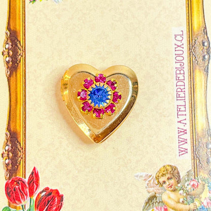 Prendedor Pin de Relicario Corazón Dorado