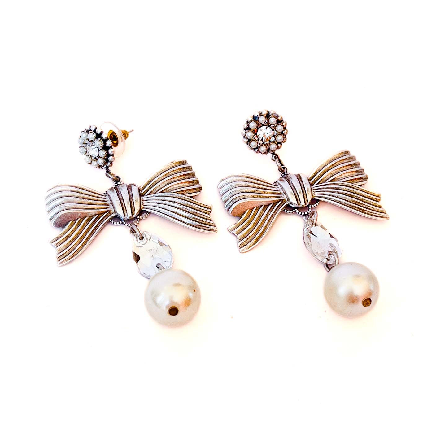 Aros Lazo con perla y Cristal - Coquette