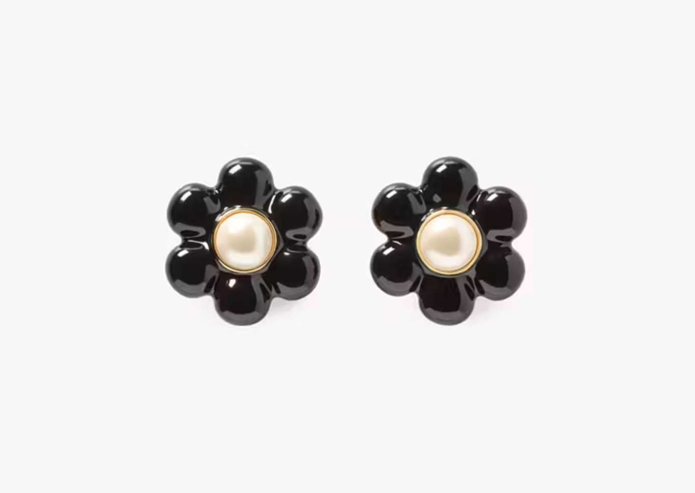 Petal Puff Aros Flores Gorditas Negras y Perla Kate Spade NY -NUEVO-