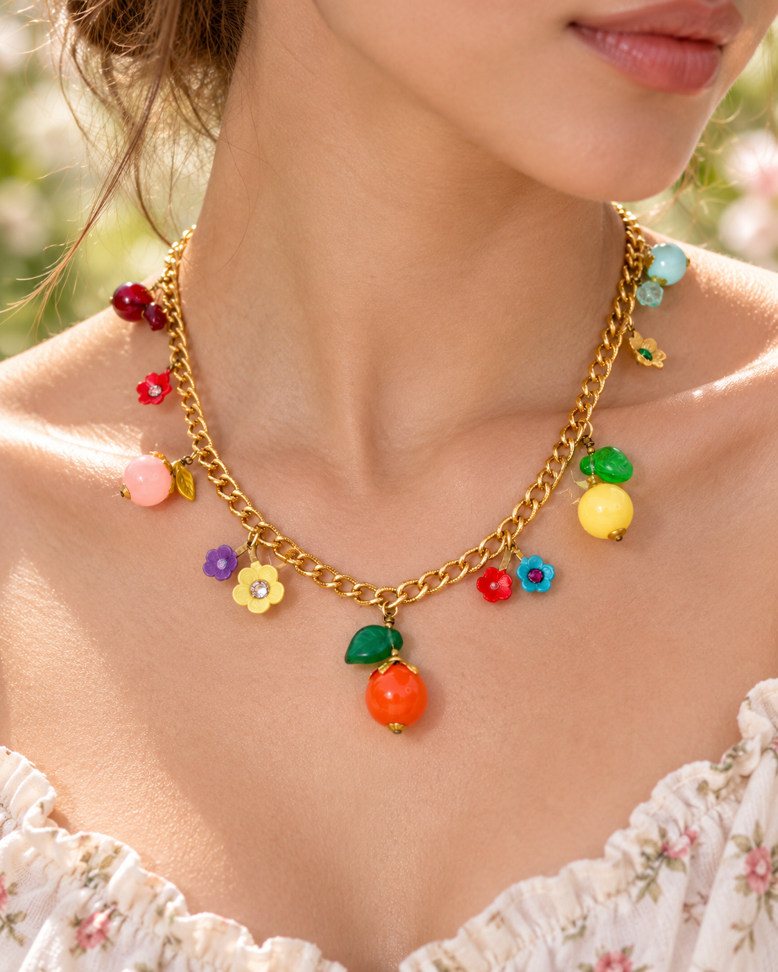 Tutti Frutti Necklace — Fruits and Flowers in Japanese Glass