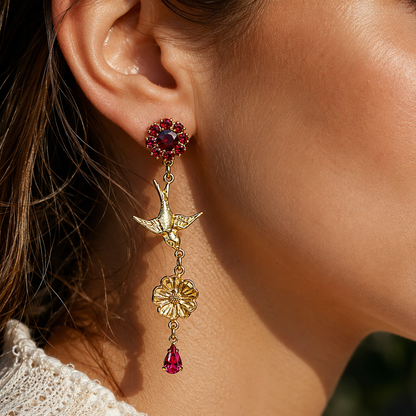 Aros Golondrinas con Cristales Swarovski