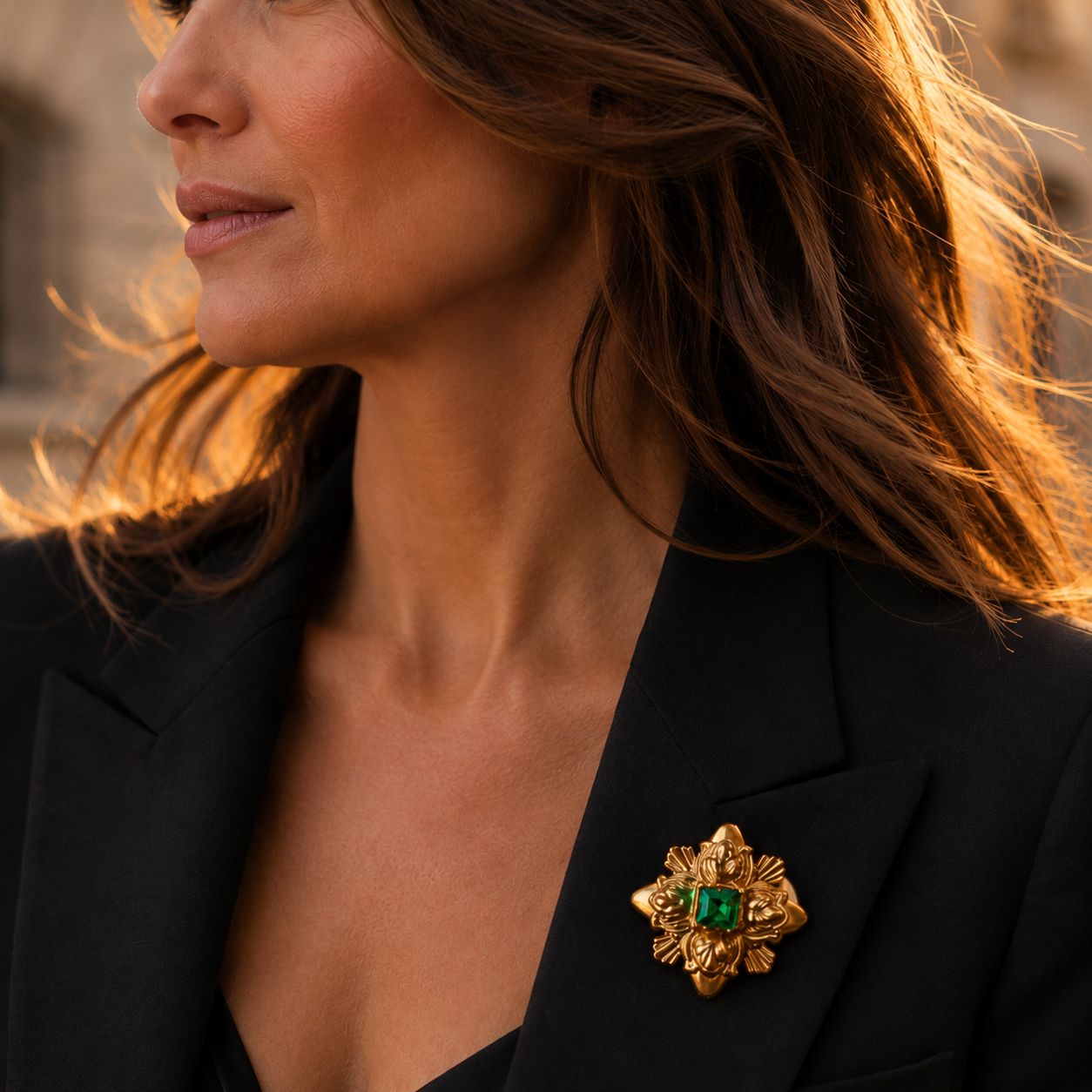 Prendedor Vintage Monet Dorado