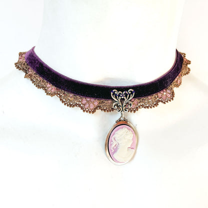 Choker gargantilla camafeo violeta morado 