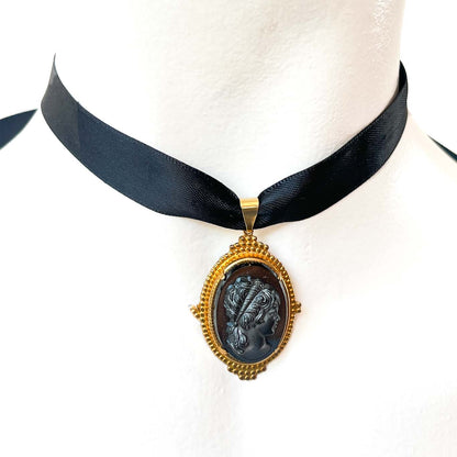 Collar Choker Camafeo Negro Elegante