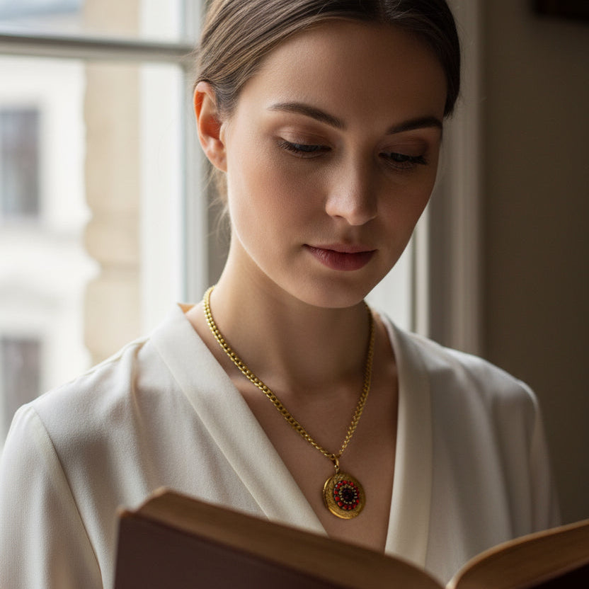 Collar Relicario joya rojo