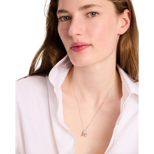 Collar colgante gatito plateado con circones para amantes de los gatos