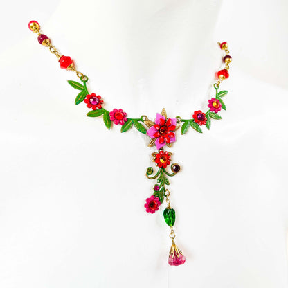 Collar Floral de flores de metal esmaltadas