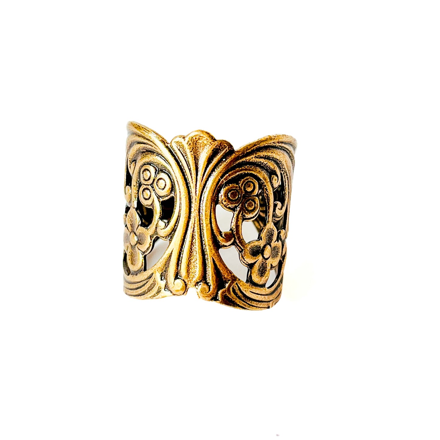Anillo Ajustable Art Nouveau en Bronce Envejecido