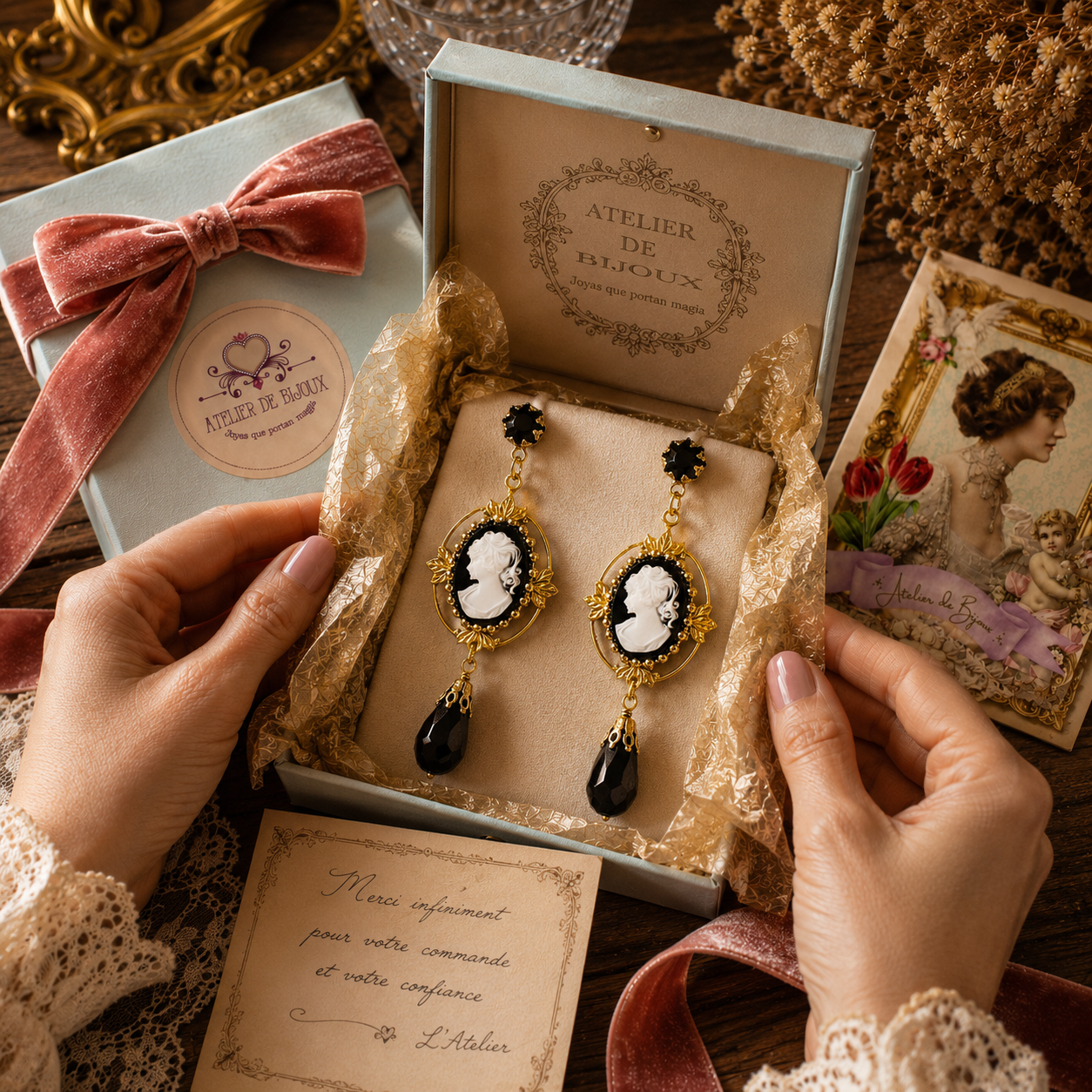 Pendientes Camafeo Lady Dorados