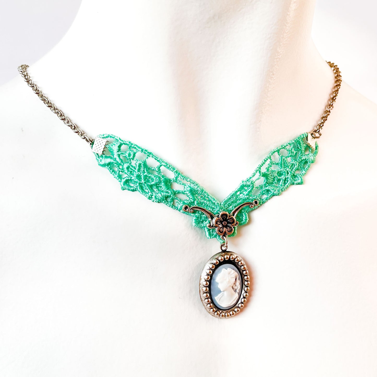 Collar Camafeo Boho Verde
