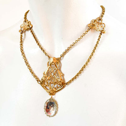 Collar Art Nouveau Dorado con Cristal | Atelier de Bijoux