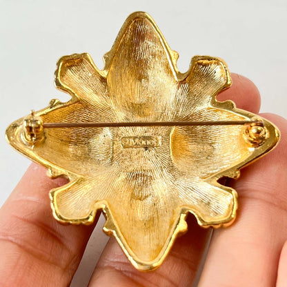 Prendedor Vintage Monet Dorado Piedra Roja