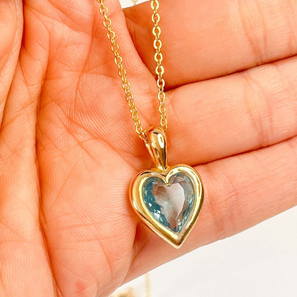 Collar Colgante Corazón -Mon Cœur Aguamarina