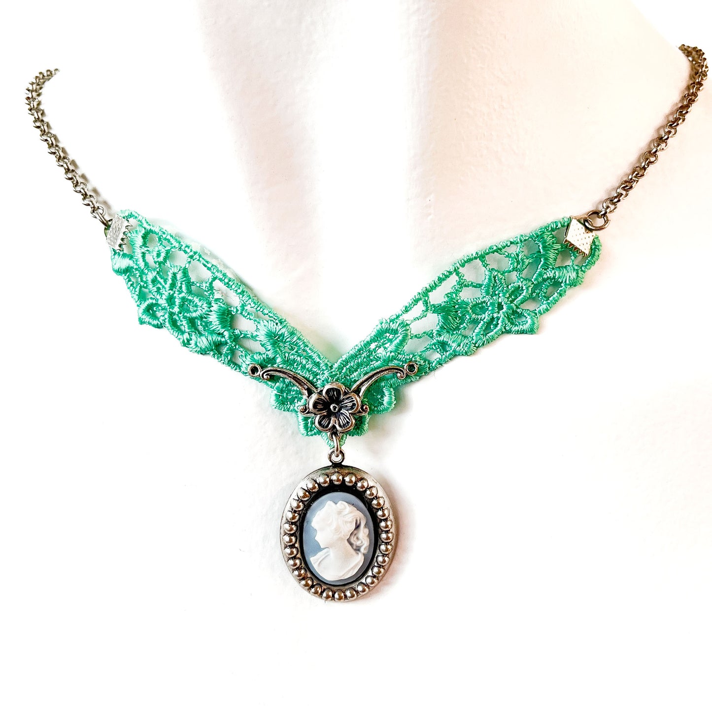 Collar Camafeo Boho Verde