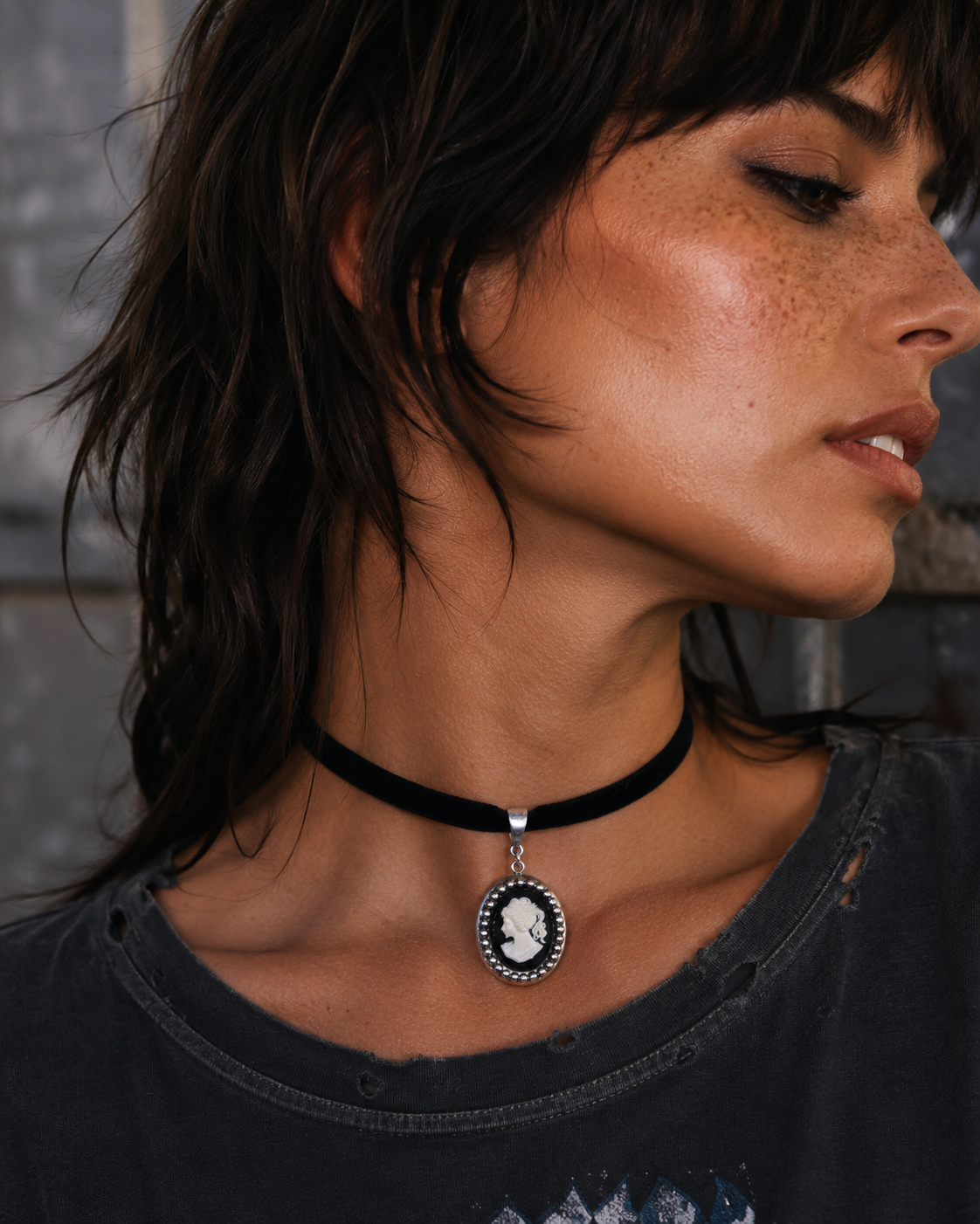 Collar Choker Camafeo Negro