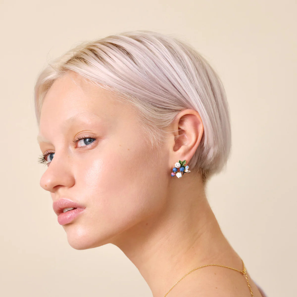 Pendientes Arándanos, Flores blancas y Luciérnaga