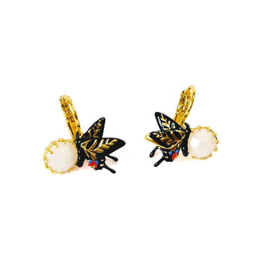 Pendientes Mariposa y Cristal Blanco