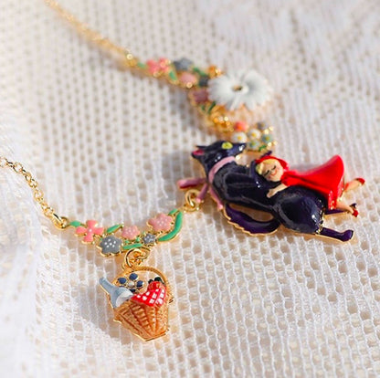 Collar Llamativo Flores del Lobo Feroz y Caperucita Roja N2 Les Nereides