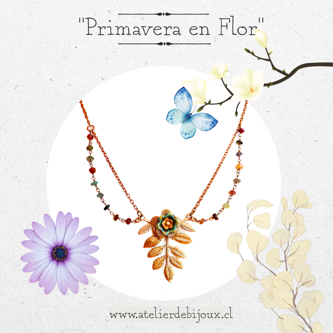 Collar de Rama en Flor y Cadena de Turmalinas