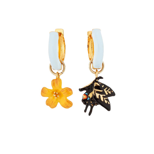 aros asimetricos esmaltados mariposa