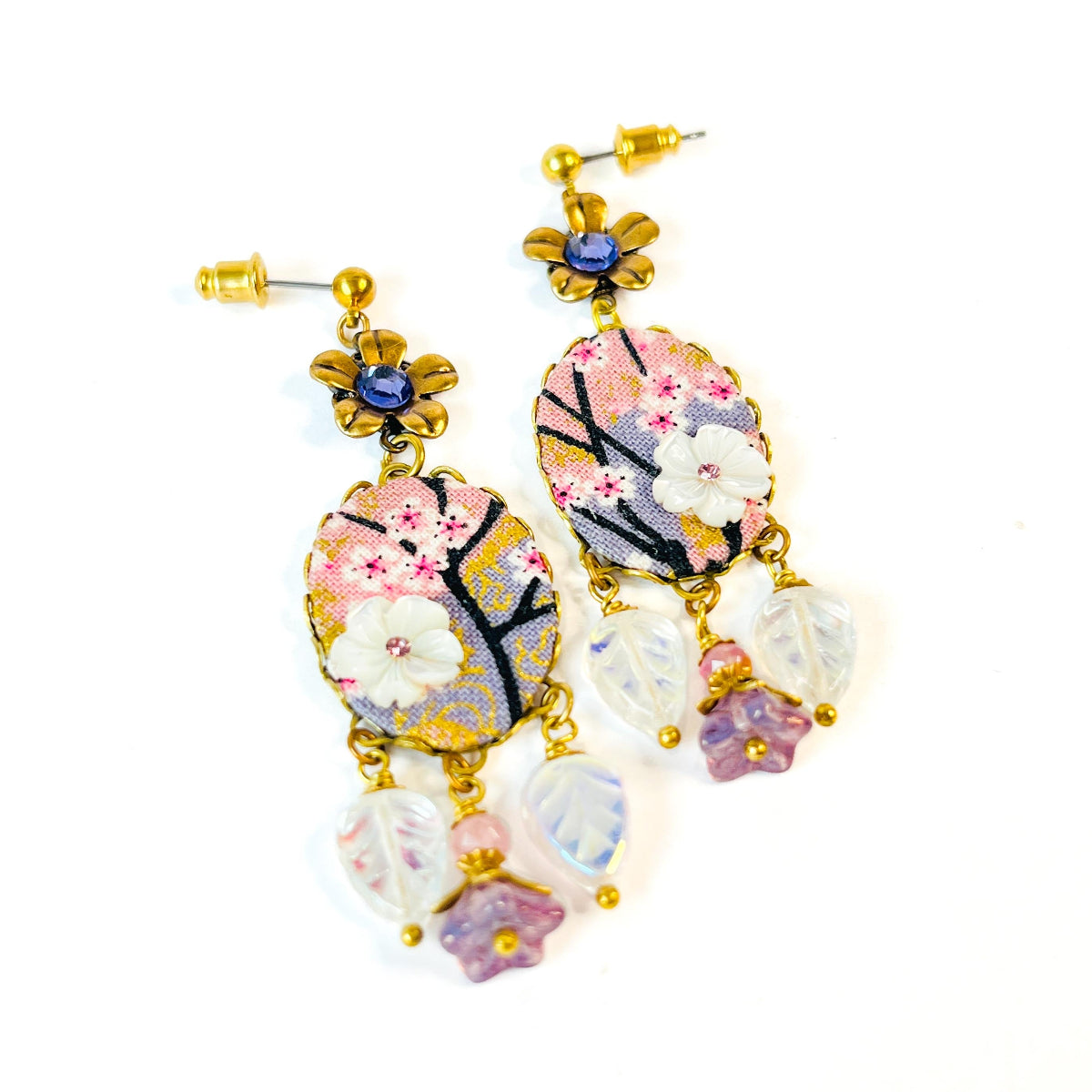 aros cerezos en flor
pendientes flores rosadas