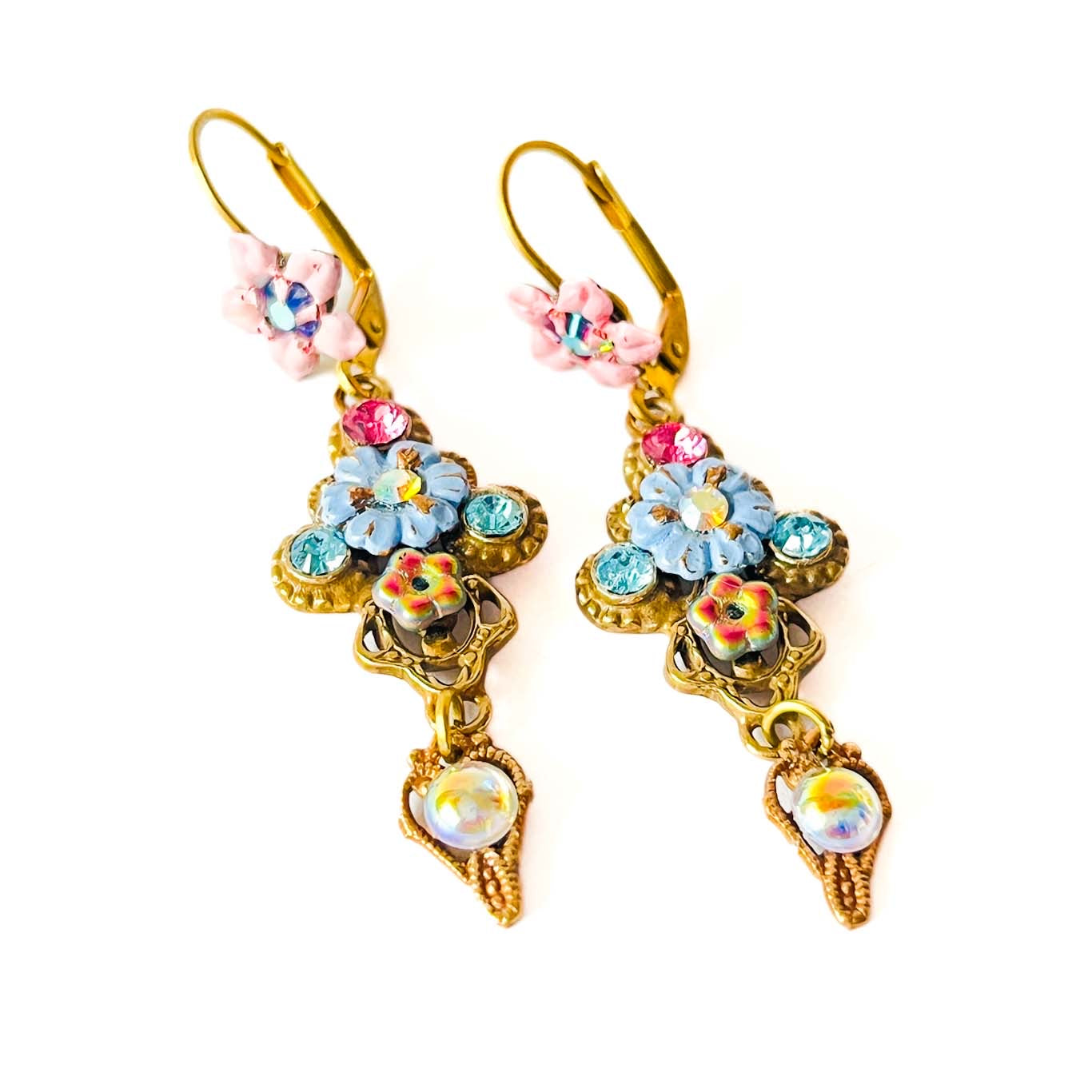 aros colgantes flores