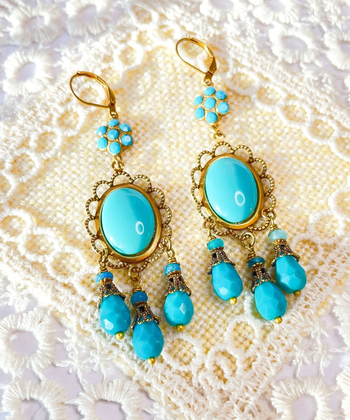 aros con piedra turquesa 