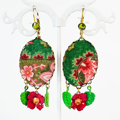 aros cristal swarovski y flores esmaltadas