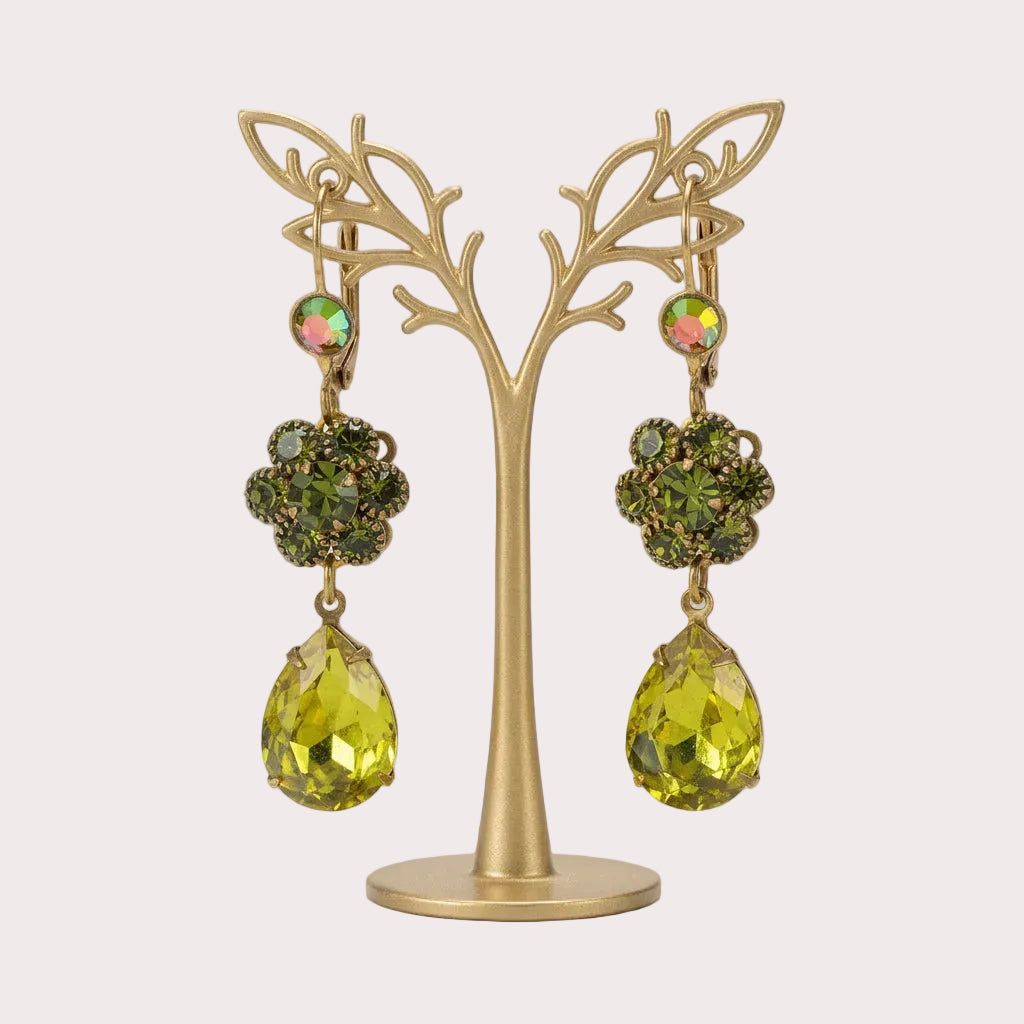 aros de cristal swarovski en color verde