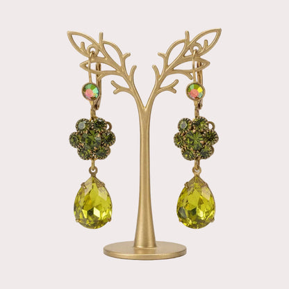 aros de cristal swarovski en color verde