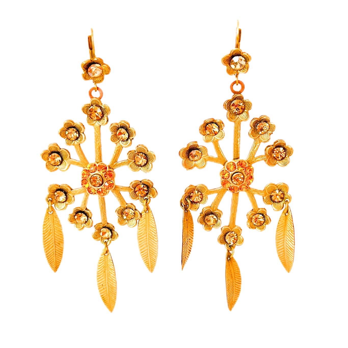 aros dorados con cristales