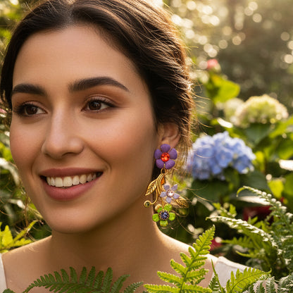 aros florales en morado y verde