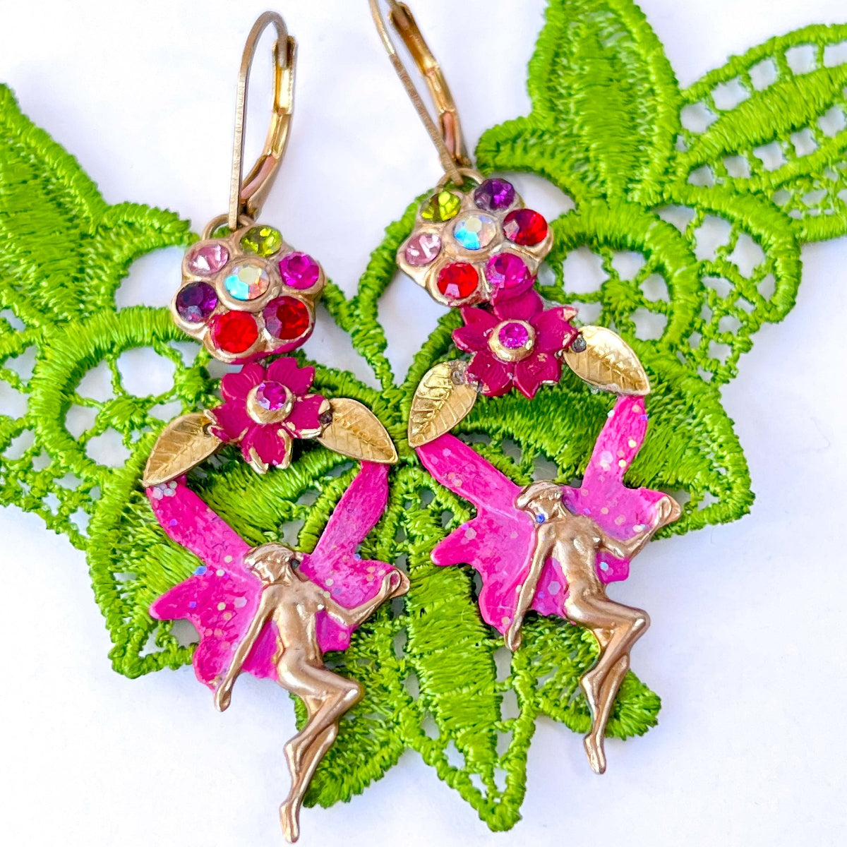 aros hada fucsia esmaltados aros coloridos