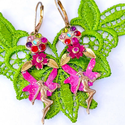 aros hada fucsia esmaltados aros coloridos