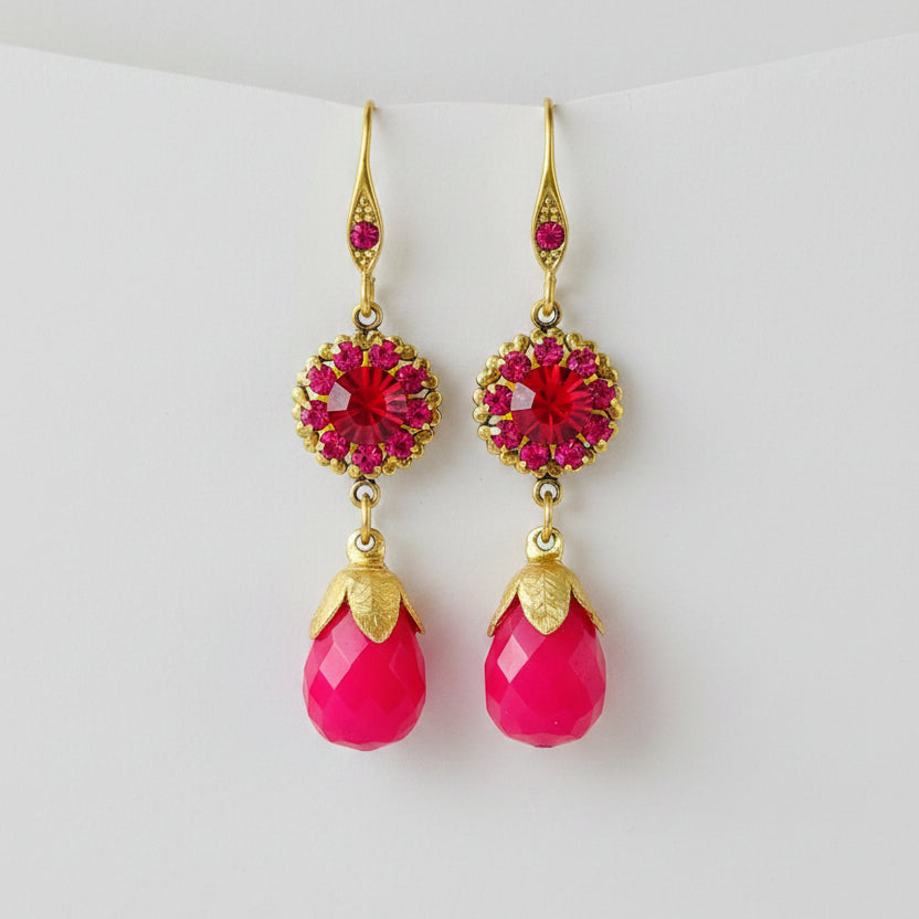 aros lágrima fucsia