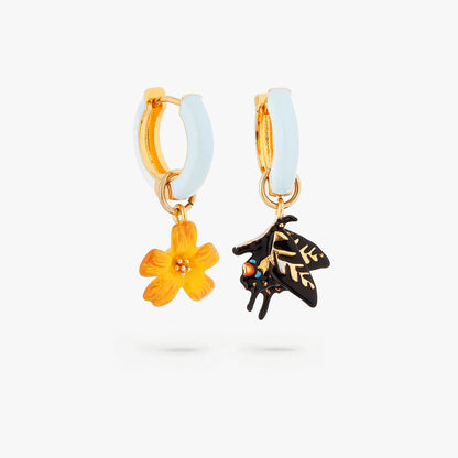 aros mariposa y flor amarilla