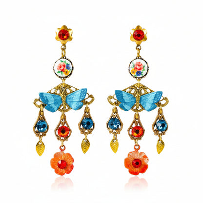 aros mariposas mujer largos vidrio checo
