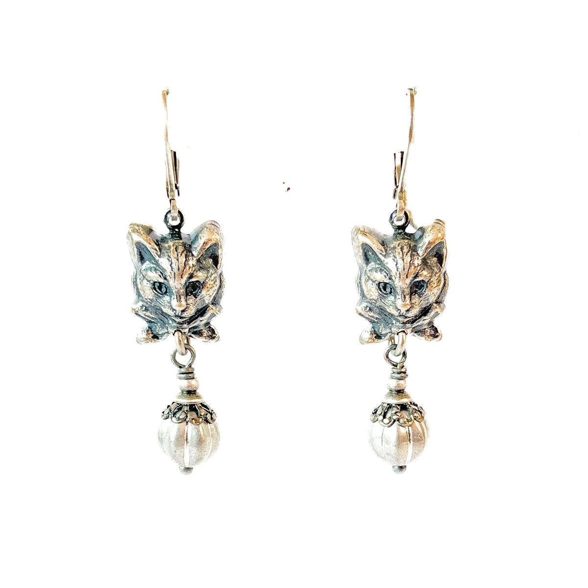 aros metal gato plata