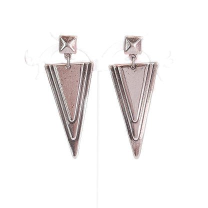 aros pendientes geométricos plateados 