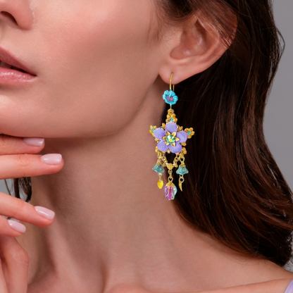 aros pendientes joyería floral artesanales mujer