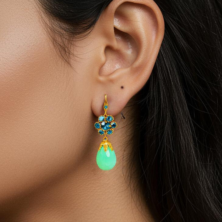 aros piedra natural mujer pendientes delicados mujer