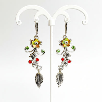 aros rama plateada y flores
