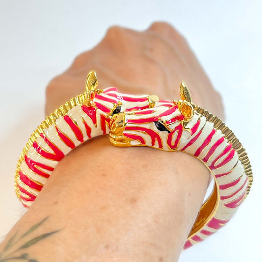 brazalete ajustable de cebra rojo y blanco 